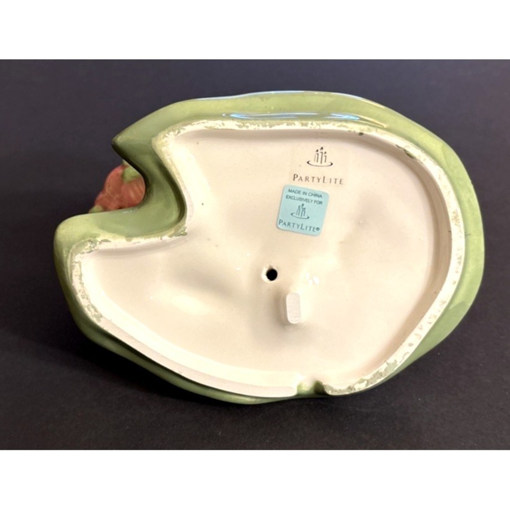 Super-cute Partylite Frog on Lily Pad Tealight Candle Holders Green Ceramic NIB - Picture 4 of 5